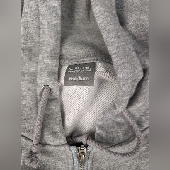 Cropped NEU Neuapparel Hoodie Sweatshirt Grey Women's Medium Long Sleeve - Picture 8 of 8